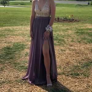Mauve purple prom dress